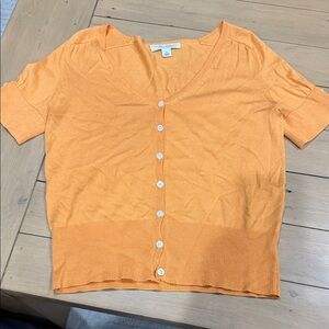 GAP Orange Short Sleeve Button-Up Shirt